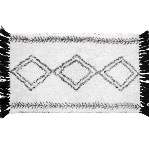 maxibazar Tapis 50X80Cm Coton Imprime Freya Blanc