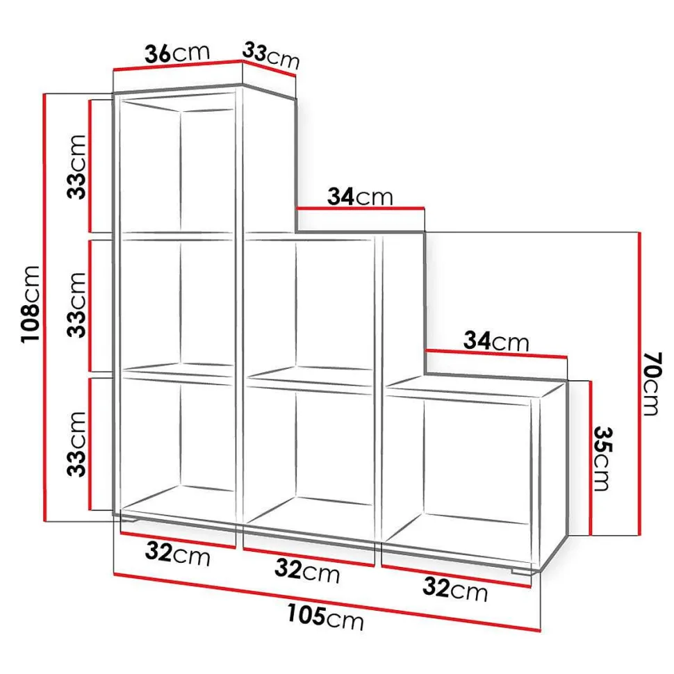 Trio Bibliotheque 3 Niveaux Blanc