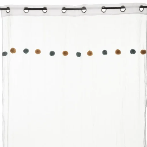 Atmosphera Voilage Pompons Bleu Ocre